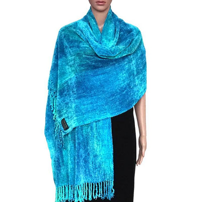 Shawl Turquoise - Bamboo Chenille - Beautiful and Fairtrade
