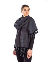 Shawl Black Grey - Extra Large Fashionable and Fairtrade - Quetzal Artisan