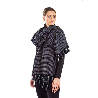 Shawl Black Grey - Extra Large Fashionable and Fairtrade - Quetzal Artisan