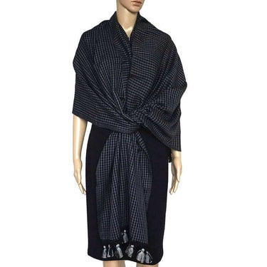 Shawl Black Grey - Extra Large Fashionable and Fairtrade - Quetzal Artisan