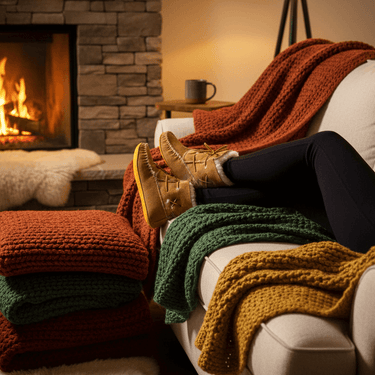 Sheepskin Moccasin Boots - Women Winter House Slippers - Quetzal Artisan