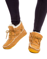 Sheepskin Short Boots - Women Warm Winter Moccasins Indoors - Quetzal Artisan
