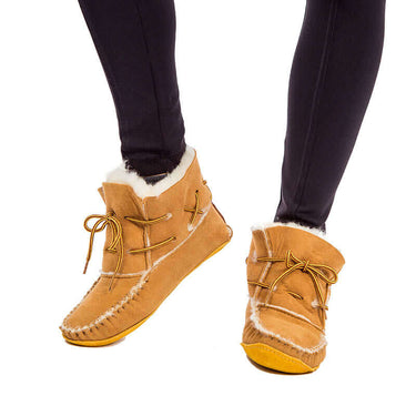 Sheepskin Short Boots - Women Handmade Warm Moccasins Indoor - Quetzal Artisan
