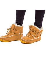 Sheepskin Short Boots - Women Warm Winter Moccasins Indoors - Quetzal Artisan