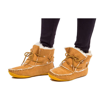 Sheepskin Short Boots - Women Handmade Warm Moccasins Indoor - Quetzal Artisan