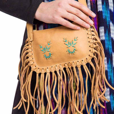 Shoulder Bag Brown Mooshide - Fringed Traditional Native Bag - Quetzal Artisan