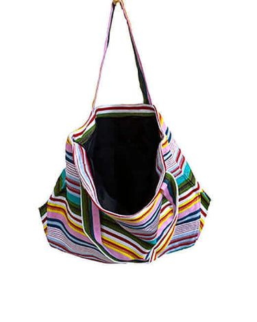 Striped Cotton Shopper - Handmade - Beautiful and Fairtrade - Quetzal Artisan