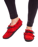 Suede Moccasins Red - Outdoors - Womens Native Canadian Shoes - Quetzal Artisan