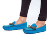 Suede Moccasins Skyblue - Hiawatha - Handmade in Canada - Quetzal Artisan