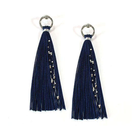 Tassel Earrings Navy Blue