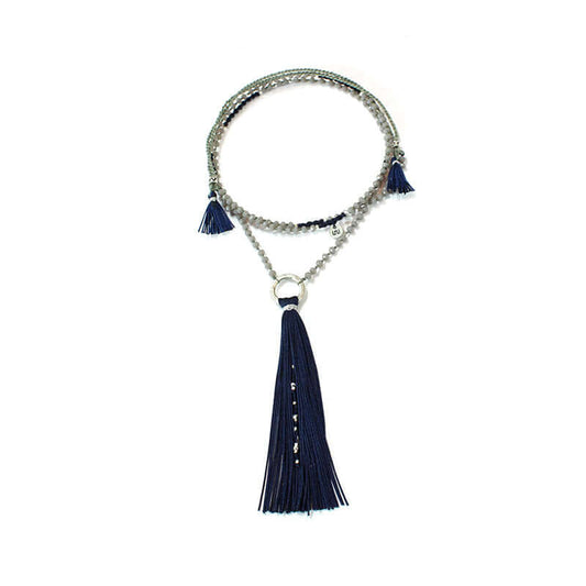 Tassel Necklace Navy Blue