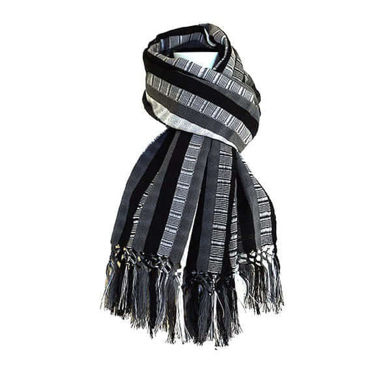 Scarf with fringes Black White