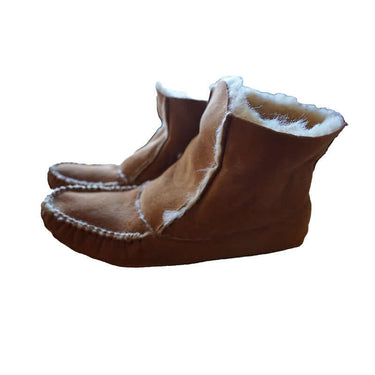 Men Sheepskin Moccasin Boots - Handmade Warm House Slippers - Quetzal Artisan