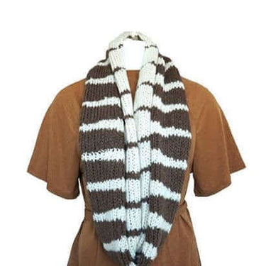 Cowl Scarf Khaki Cream - Handmade of Alpaca Wool - Quetzal Artisan
