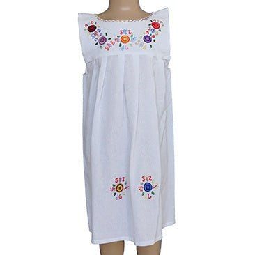 Girls Dress Daisys White 8 - Age 2-3 years - Fairtrade - Quetzal Artisan